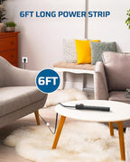 DEWENWILS 6 Foot Long Power Strip, 6-Outlet Power Strip 6FT, 15 Amp Circuit Breaker, Low Profile Flat Plug, Surge Protector for Office, Living Room, Bedroom, 4 Pack, Wall Mount, Black