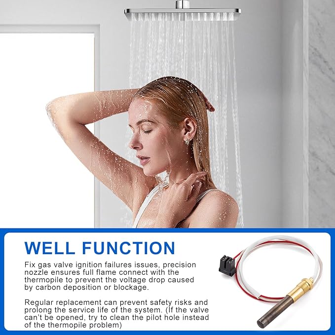 Natural LP Thermopile Senor SP20824 SP20754 for Pilot Burner Kit Compatible with Rheem, Ruud and Richmond Water Heaters, Over 750mV SP21058 SP20800,SP21096, SP20739