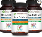 Pure Nutrition Ultra Calcium Citrate Malate | 1000mg Highly absorbable Calcium Supplement with Calcium Citrate Malate, Vitamin D3, Zinc and Magnesium | Non-GMO | Gluten-Free | 90 Veg Tabs-(Pack of 3)