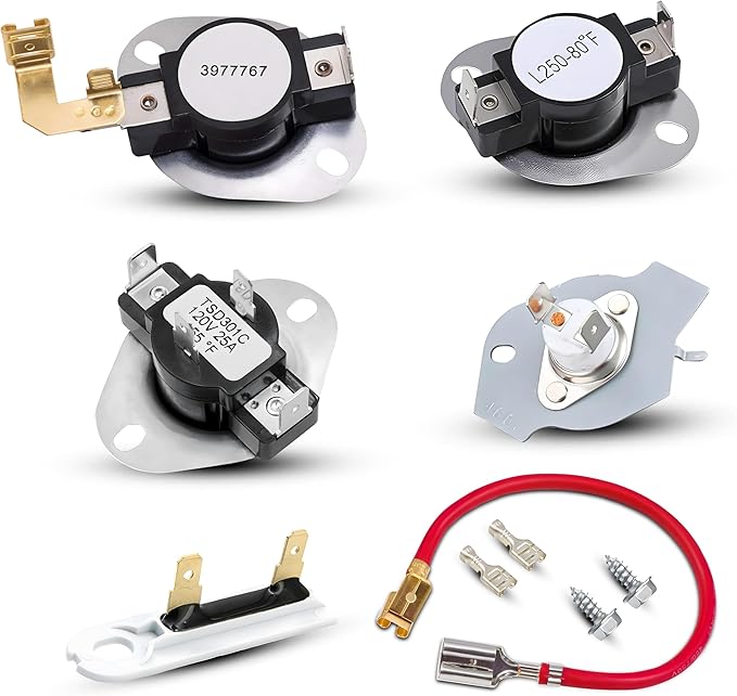 For Whirlpool LER5620KQ1 LER4634JQ1 LER4634PQ0 LER7646EQ2 LER3624EQ1 LER4634EQ2 LER8858EQ1 WED5300VW0 WED4800XQ3 WED5100VQ0 LER4634EQ0 LER4634JT0 LER3624EQ0 Replaces Thermostat And Thermal Fuse