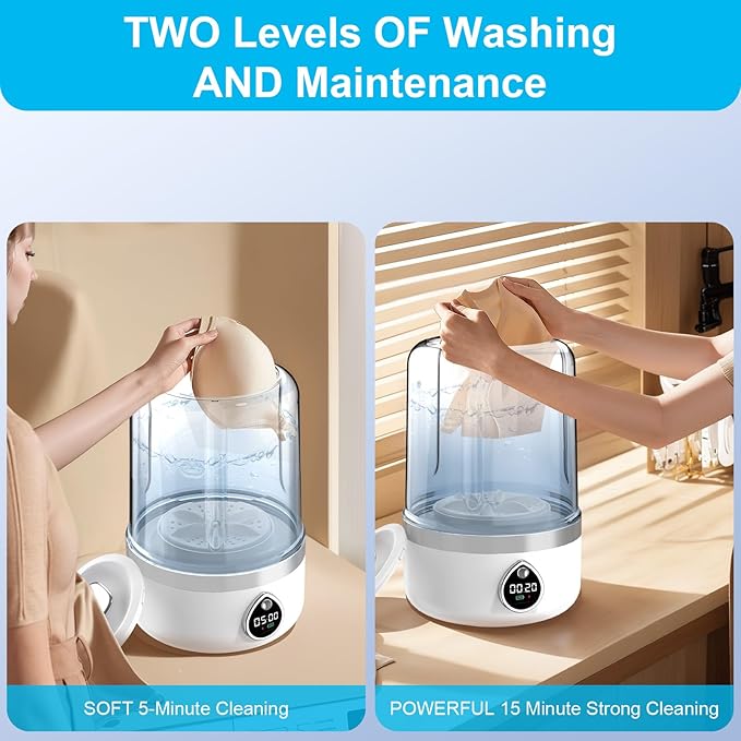 Underwear Washer, Portable Mini Washing Machine, Upgraded Mini Washings Machines, Rechargeable Cordless Washing-Machine, Laundry Cup for Bra, Underwear, Socks (1.5L white)