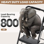 KINGRACK Step Ladder, Portable Folding Step Stool with Anti-Slip Wide Pedals, Heavy Sturdy Steel with Handrail, Safe-Lock Design, 800lbs Load Capacity, for Home and Kitchen, Black (4 Step Ladder)