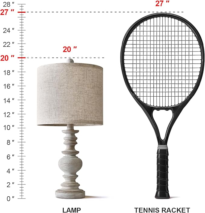 BOBOMOMO Tradition 20" Rustic Table Lamp Set of 2 for Living Room Bedroom Bedside Desk Lamps Bedroom Nightstand Vintage Lamps Linen（Suitable for Decorating Small Areas）