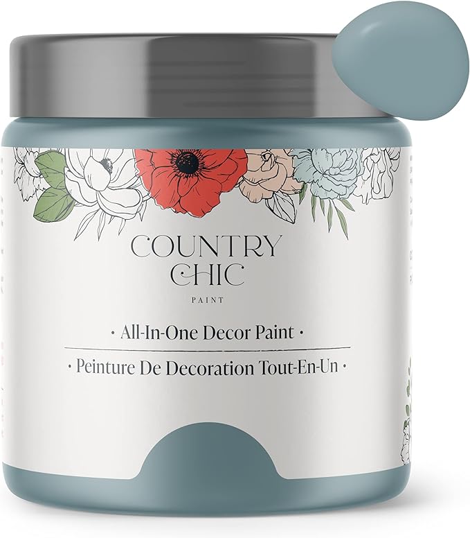 Country Chic All-in-One Chalk Paint for Furniture, Cabinets, Home Decor, Eco-Friendly, Matte Finish, Built-In Primer & Top Coat for Wood, Metal - Nightfall (Blue) - Pint 16 oz (475 ml)