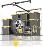 Overhead Garage Storage Rack for 8-10ft Ceiling, Heavy-duty 4x4 FT Garage Ceiling Storage Racks with Safety Lock, Ideal for Storage Mounted Lift System and Storage Organizer, 250lbs Capacity