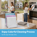 Nanoscale Microfiber Cloths 15.55”x 15.55”, Glass Window Mirror Stainless Steel Car Cleaning, Streak-Free, Lint-Free, Super Thick & Absorbent, Reusable, 6 Pack (White/Blue/Purple)