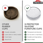 X-Protector Furniture Cups - 4 PCS 3" - Non Slip Furniture Pads for Hardwood Floors - Transparent Floor Protectors - Bed Stoppers to Prevent Sliding - Keep Furniture from Sliding on Floor! (Round)