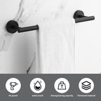 Towel Bar Set Mattel Black, Bathroom Accessories Set 5pcs Including 16'' Tower Bar, Towel Ring and 2 PCS Towel Hooks