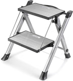 Polder Easy-Close Aluminium 2-Step Stool, Ladder with Non-Skid Feet, Folding Step, Top Step Height - 1.4 feet