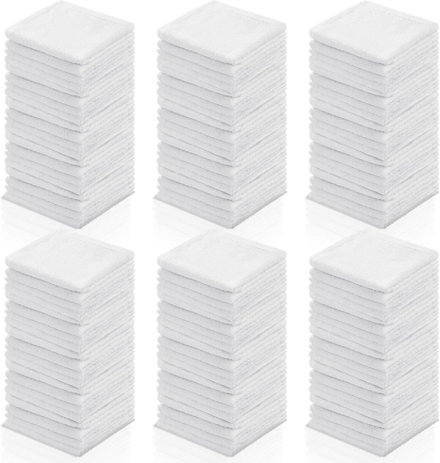 Oudain 200 Pcs White Cleaning Cloths Bulk Reusable Cleaning Rags Cotton Washcloths Absorbent Dishcloths Small Kitchen Rags Soft Bath Towels for Housekeeping, 9.8 x 9.8 Inch