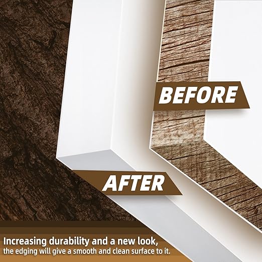 GSCIT Club White Edge Banding, 13/16 inch x 50ft Melamine Edge Banding with Hot Melt Adhesive Preglued Cabinet Edge Banding Flexible White Veneer Edging