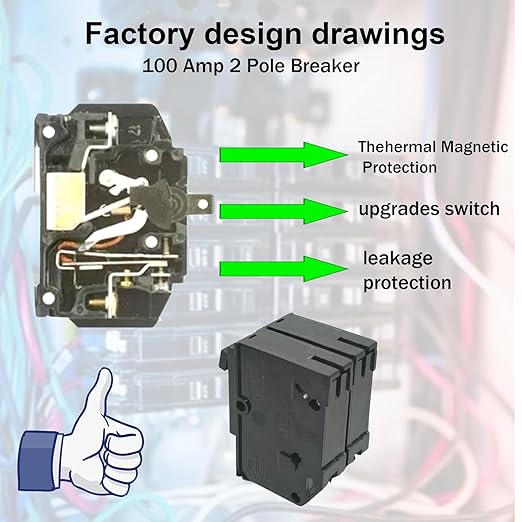 100 Amp 2 Pole Breaker,Replace for HOM2100 Circuit Breaker,100 Amp 2 Pole,120/240V,Compatible with Most Load Centers.Plug-in Circuit Breaker,Thehermal Magnetic Protection,5 Year Warranty