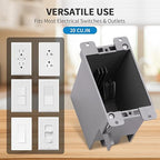 100 PK Old Work Electrical Outlet Box 1 Gang, 20 Cubic Inch Plastic Remodel Drywall Junction Boxes, ETL Listed to UL514C and UL263, Fire Rated for Two Hours