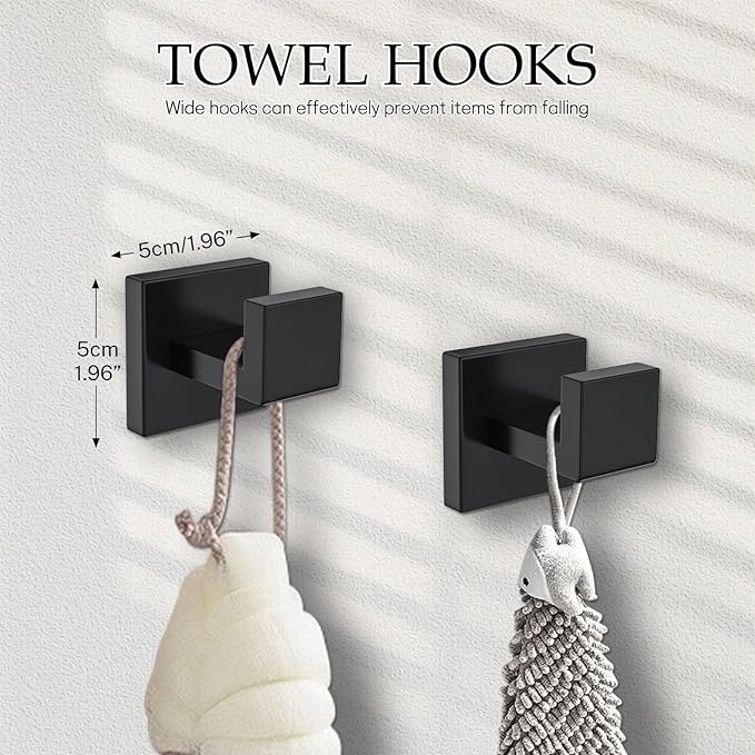 Matte Black Bathroom Hardware Accessories Set 5-Pieces Black Towel Bar Set Stainless Steel Towel Holder Set 16 Inch Towel Bar,Towel Racks Set for Bathroom Wall Mounted