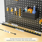 JUNNUJ Long Metal 16 Outlet Power Strip, Heavy Duty Power Strips Surge Protection 4800J with Circuit Breaker, 20a Wide Spaced Socket Wall Mount 5-15P Adapter High Amp 6-20R T-Slot 4FT Extension Cord