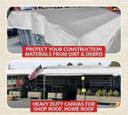 Mytee Products 6' x 8' White Canvas Tarp 12oz - Water Resistant & Breathable - Heavy Duty Tarps - Multipurpose Tarpaulin Cover for Camping Tent