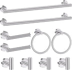 Chrome Bathroom Hardware Set,10 Pieces Towel Bar Towel Holder Set Includes Towel Bar, Toilet Paper Holder,Towel Ring and Towel Hook Wall Mount Bathroom Accessories Towel Racks for Bathroom