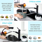 CREA Kitchen Bar faucets,Black Kitchen Sink Faucet Pull Out Sprayer Utility Small Prep Wet Bar Single Handle Hole,Commercial Modern rv Sink Low Arc Faucet Outdoor Laundry