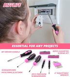 Pink Tool Set -131 Piece Pink Tool sets for WomenGeneral Household Hand Tool Kit with Plastic Tool Box Storage Case(Pink)