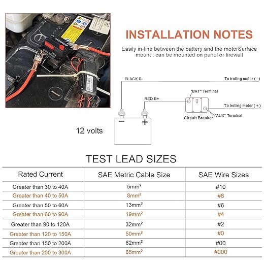 ERAYCO 300 Amp Circuit Breaker with Manual Reset for Car Marine Trolling Motors Boat ATV Manual Power Protect for Audio System Fuse, 12V-48VDC, Waterproof (300A)