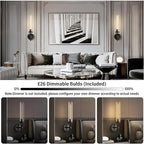 Black Wall Sconces 19.48'' Knurled Texture Indoor Wall Light Fixtures, Bathroom Vanity Light Fixtures with Clear Glass, Modern Wall Lamp for Bathroom Living Room Bedroom Hallway