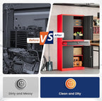 Yizosh Metal Garage Storage Cabinet with Locking Doors and Adjustable Shelves,- 71" Tool Storage Cabinet with 1 Drawer for Garage,Office,Warehouse