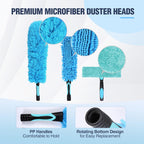 Lineslife High Ceiling Duster Kits with 4-8ft Heavy Duty Extension Pole,Extendable Reusable Cobweb,Window Cleaning Squeegee,Ceiling Fan Duster,Boat Hook, for High Roof and Glass Surfaces