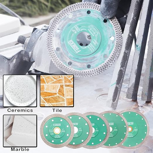 Diamond Porcelain Saw Blade,2pcs 12"/300MM Super Thin Dry Wet Cutting Disc with X Teeth Turbo Mesh Rim,for Ceramic Tile Porcelain Granite Marbles