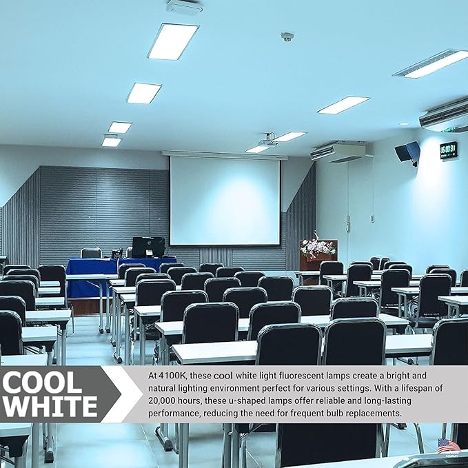 Diodesy- U-Bend T8 Fluorescent Tube Light Bulb 32W 3000 Lumens 4100K Cool White G13 Miniature Bi-Pin Base Rohs Compliant Pack of 12- U Shaped Linear Replacement Lamp