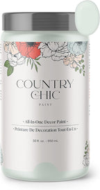 Country Chic All-in-One Chalk Paint for Furniture, Cabinets, Home Decor, Eco-Friendly, Matte Finish, Built-In Primer & Top Coat for Wood, Metal - String of Pearls (Light Green) - Quart 32 oz (950 ml)