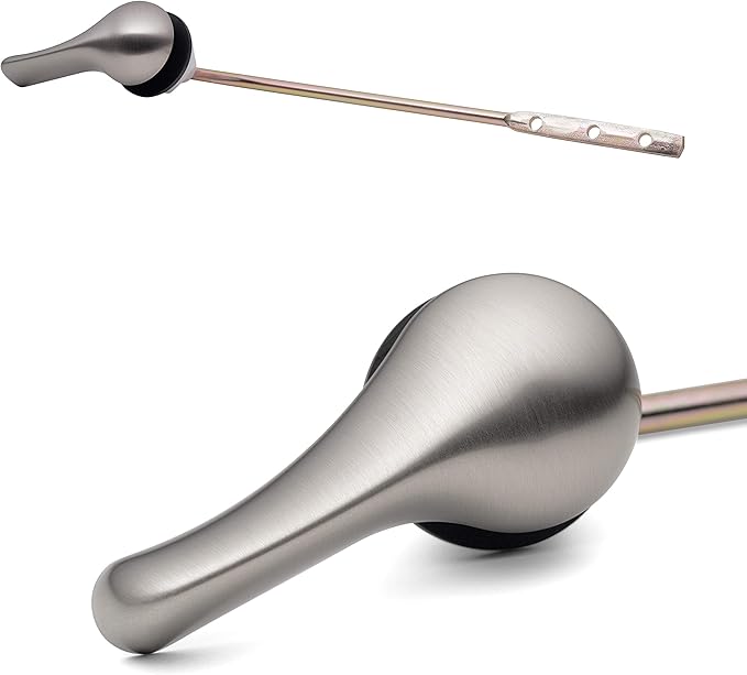 Brushed Nickel Toilet Tank Flush Lever Handle, Universal Front Mount with Nut Lock, Fits Most Toilets