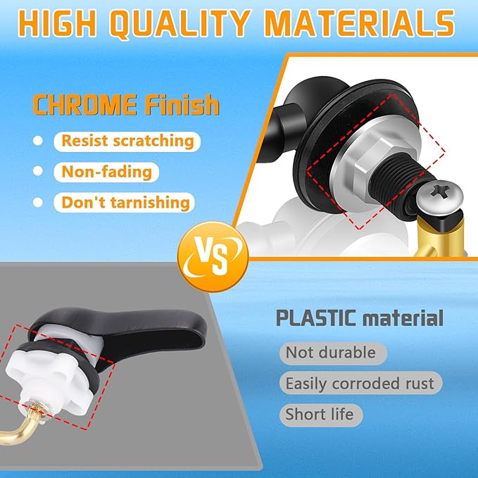 Universal Front Mount Toilet Handle, Trip Lever Replacement With Stainless Steel Flapper Chain, Black Tank Flush Lever for Most Toilets