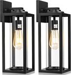 20inch Large Outdoor Wall Lights - 2 Packs Modern Black Exterior Light Fixture with Clear Glass Shade, Waterproof Porch Lighting for House, Farmhouse Sconces Lantern for Front Door, Garage