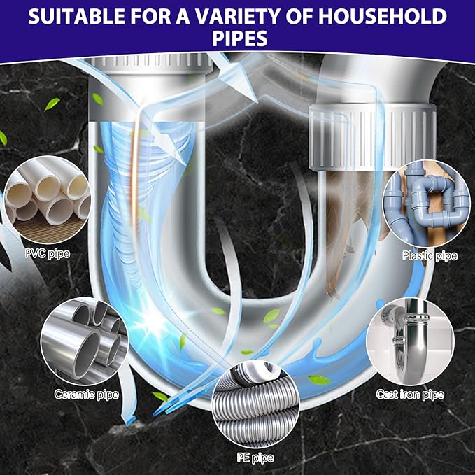 Pipeline Dredging Agent,Drain Clog Remover Agent,Powerful Pipe Dredging Agent,Kitchen Unblocker,Powerful Sink and Drain Cleaner Powder,Fast Foaming for Kitchen Toilet Pipeline Quick Cleaning Tool