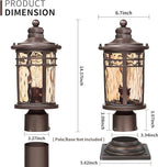 Darkaway Outdoor Post Light,2pcs Lamp Post Light Fixture, Waterproof Aluminum Housing with Amber Ripple Glass for Garden Patio Pathway Entry