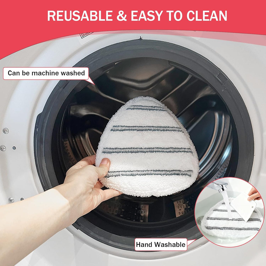 Triangule Flat Mop Replacement Pads, Spin Mop Pad Replacement, 5 Pack Mop Refill Pads, 1 Mop Base and 1 Scraper for Cleaning Floor, Wall, Ceiling, Easy to Replace