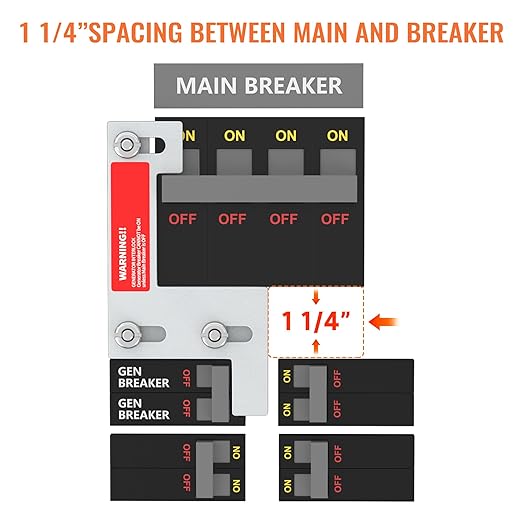 Generator Interlock Kit Fit for ITE, Murray, Gould, Thomas, Siemens and Betts, 150 or 200 Amp Panels 1 1/4 Inch Spacing Between Main and Generator Breaker