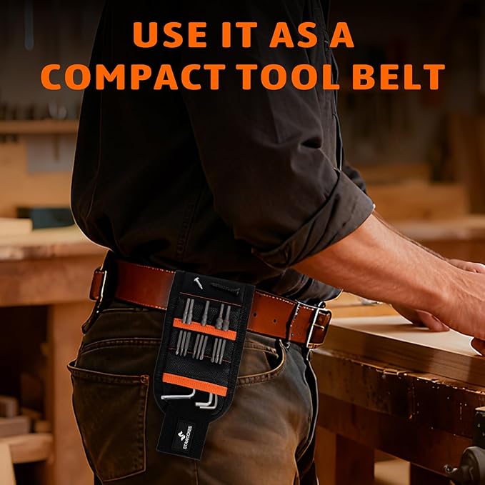 Magnetic Wristband for Tools Gifts, Tools Belt with 15 Powerful Magnets for Holding Screws Nail, Cool Gadgets Gifts for Men, Dad, Husband, Birthday and Christmas, Perfect Stocking Stuffers