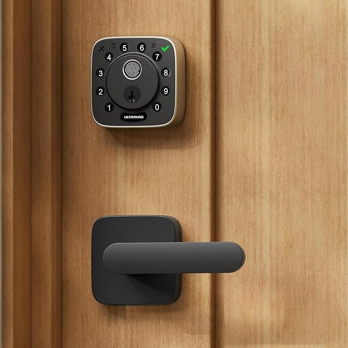 ULTRALOQ Bolt Fingerprint Smart Lock with Handle Set, Works with Apple Home, Keyless Entry Front Door Lock Set, Built-in WiFi Deadbolt with Door Sensor, App Remote Control, Auto Unlock, BHMA Certified