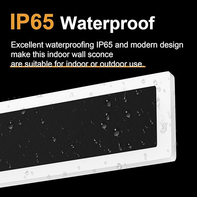 Aipsun 2 Pack Modern Black LED Outdoor Wall Light, 11.8x3.54x1.73 inches, 10W, 1000 Lumen, Warm Light, Waterproof IC Driver, Hardwired, for Porch, Balcony, Yard, Home