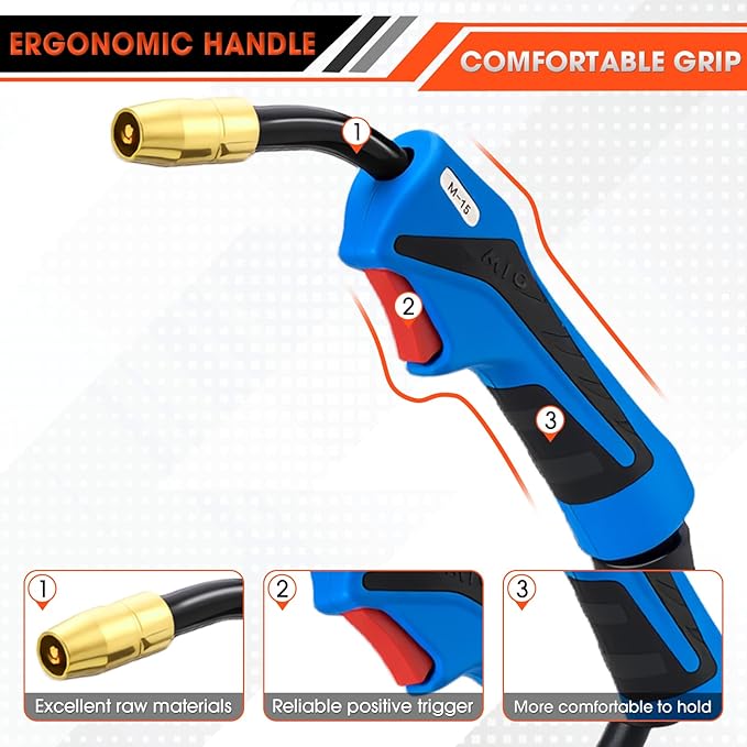 150Amp MIG Welding Gun Replacement for Miller M-150 M-15 M15 M150 249040 Millermatic 35, 90, 120, 130, 130XP, 135, 140, 150, 175, 180s, 185, Hobart IronMan 210 (15FT .035" Kit)