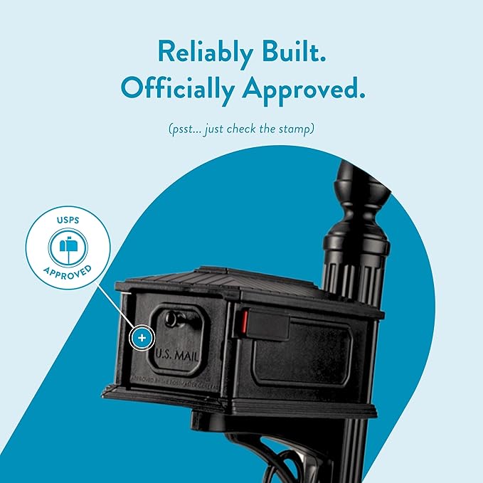 Architectural Mailboxes Stratford Plastic Mailbox and Post Kit, SC000BAM, Black, Medium Capacity