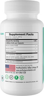 Probiotic, Natural Bacillus Spore Human Strains with 100% Survival Rate Through Stomach Acid and Bile for Gut and Digestive Wellness, Vegetarian, 30 Capsules
