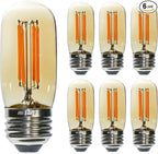 6 Pack T32 T12 Dimmable Tube LED Bulb, 4W Equivalent to 40W Amber Glass Warm E26 Base for Chandeliers, Wall sconces, Floor Lamps, Table Lamps and Other Indoor Lighting fixtures