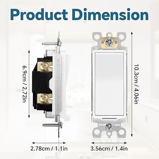 ThunderWay Matte White Single-Pole Decorator Wall Light Switch, Decorative Paddle Rocker Switch Replacement, 15A 120/277V, UL Listed for Residential Grade Applications, 20 Pack