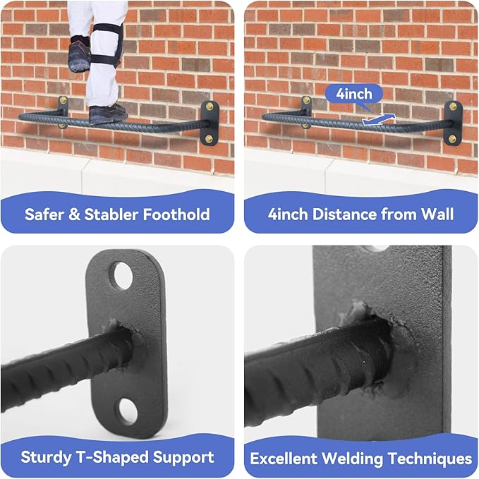 6-Rung Window Well Ladder, Heavy Duty Steel Basement Egress Ladder, Adjustable Wall Muonted Ladder for Home Safety, 700LBS