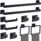 10 Pieces Bathroom Hardware Accessories Set Black Towel Bar Set Towel Holder Racks Set for Bathroom,SUS304 Stainless Steel,Wall Mounted 23.6-Inch