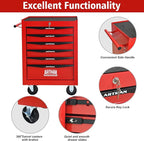 6 Drawers Rolling Tool Box on Wheels, Multifunctional Tool Chest Cabinet with Lock, Drawers Rolling Tool Cart Trolley Organizer Tool Storage Case for Warehouse,Garage,Workshop (Red)