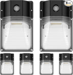 30W LED Wall Pack Light with Dusk to Dawn Sensor, 3600LM, 5000K Daylight, 120Vac Led Porch Lights, IP65 Waterproof Outdoor Security Lighting for Garage Warehouse Garden, ETL Certified, 6 Pack