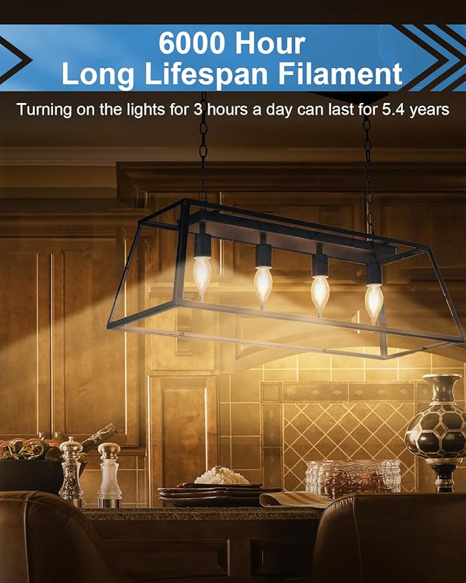 25W Candelabra Light Bulbs, E12 B10 Clear Candle Base Bulb with Warm White 2700K, 250 Lumen Dimmable, 120V Incandescent Chandelier Light Bulbs for Pendants, Ceiling Fan, Wall Sconces (12-Pack)